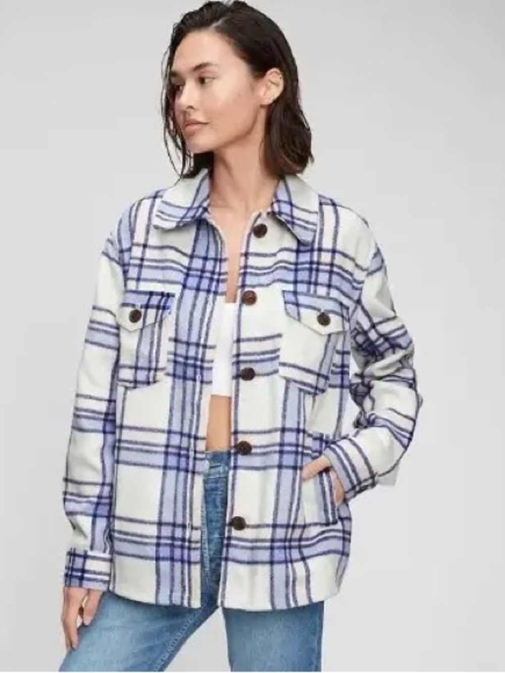 GAP plaid oversized jacket with scarf DUO